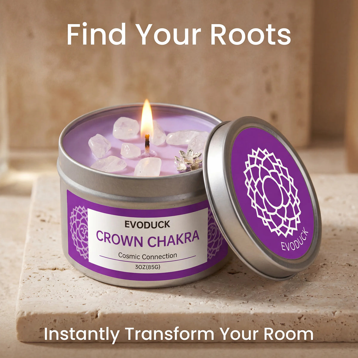 Crown Chakra Scented Candles Sandalwood Scent with Gift Box Spiritual Gifts for Women,Men, Valentines Day Birthday & Anniversary