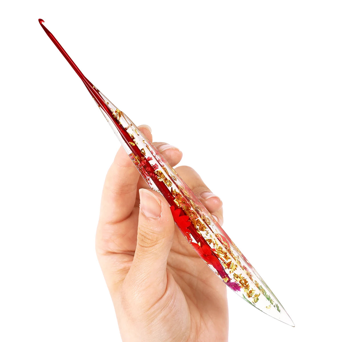 Crochet Hooks, Floral Resin Handles for Handmade Needlecraft Projects