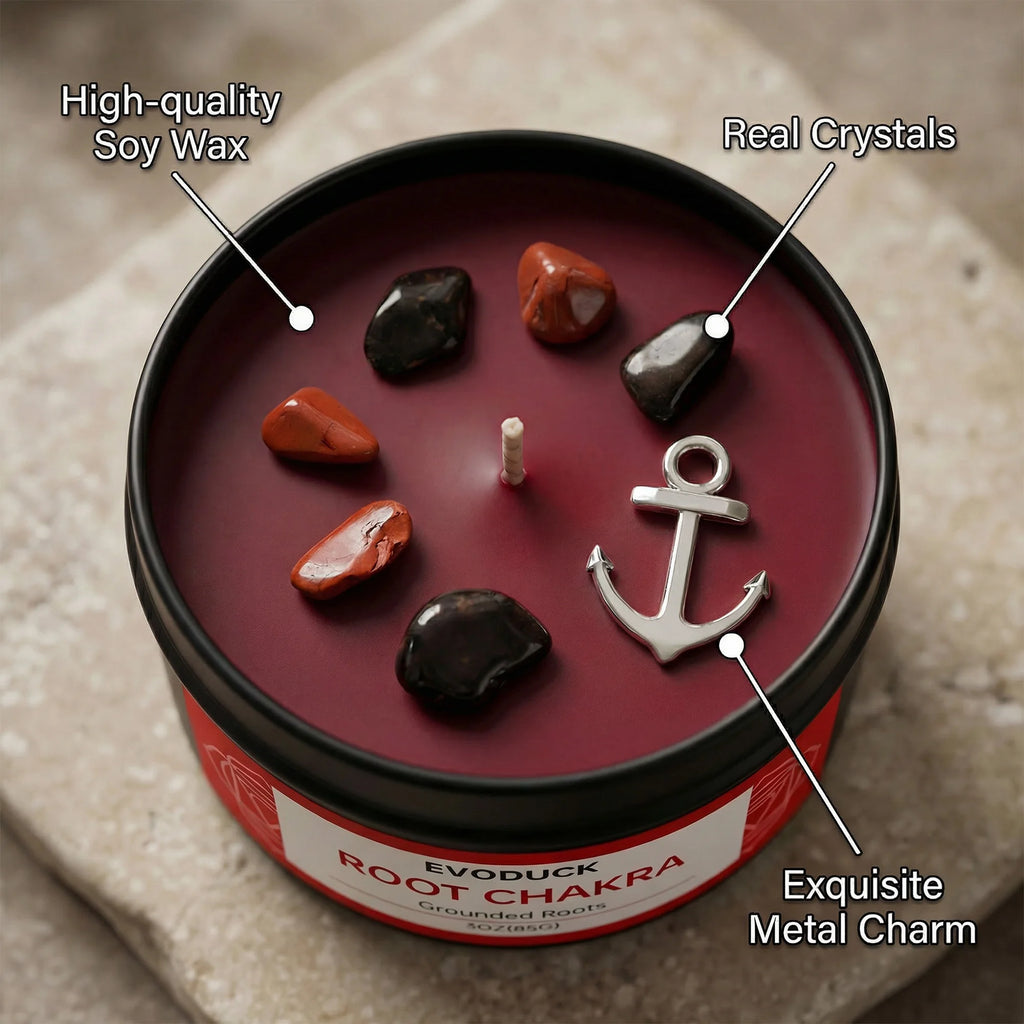 Scented Candles EVODUCK Seven Chakra Soy Wax Crystal Tins Home Fragrance