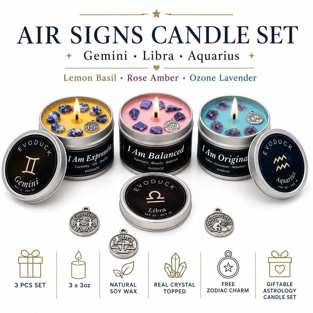 Scented Candles EVODUCK Zodiac Crystal Tins Astrology Birthday Home Fragrance