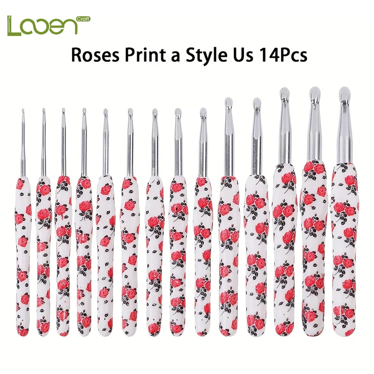Crochet Hook, Rose Handle with Rubber Grip for Handmade Yarn Projects
