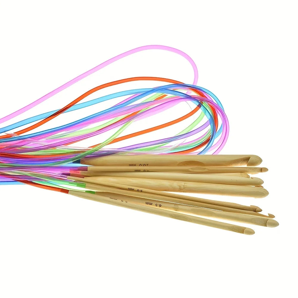Crochet Hooks, Tunisian Set with Connecting Cable for Handmade Yarn Crafts