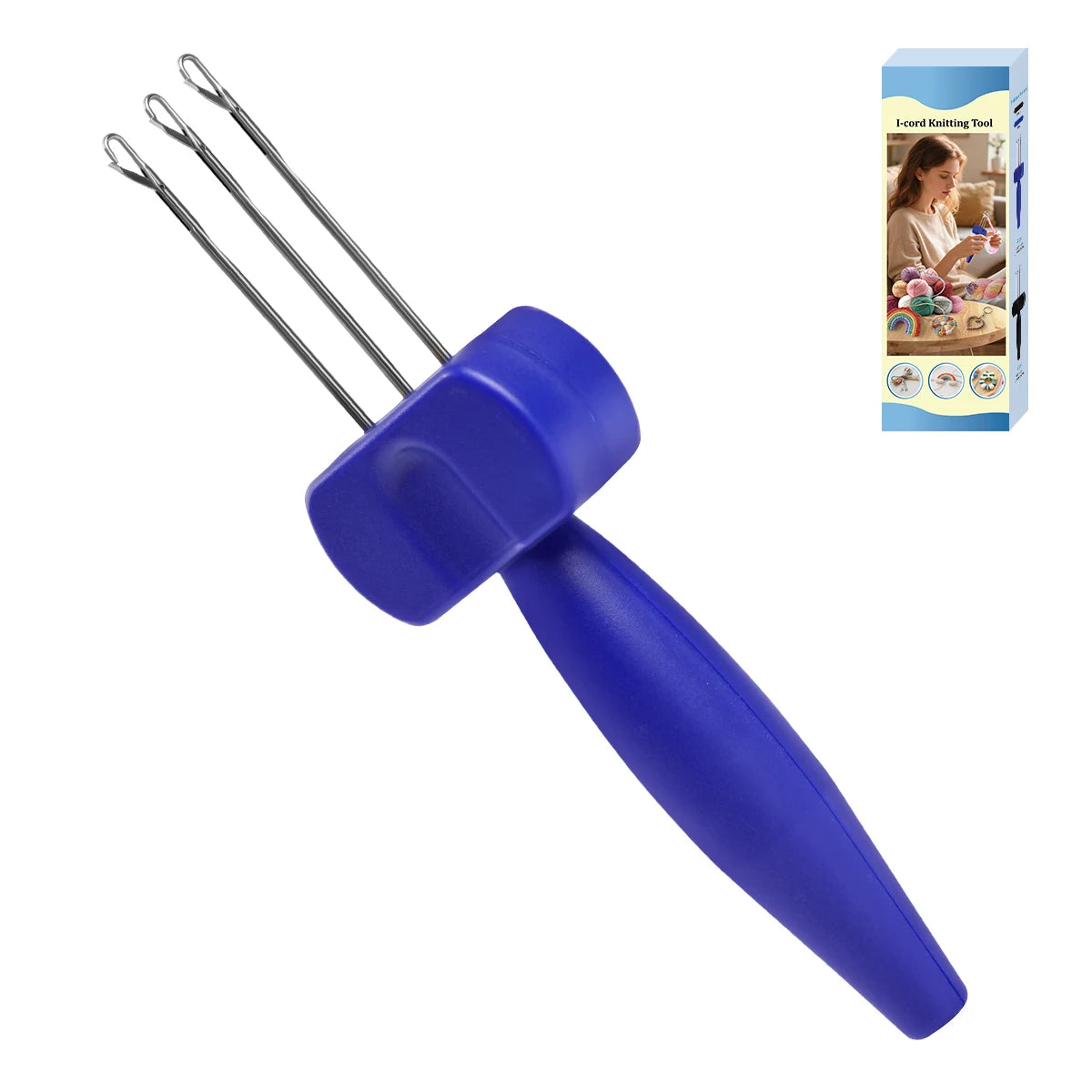 I-Cord Knitting Tool, Blue Lock Hooks for Handmade Cords & Yarn Crafts