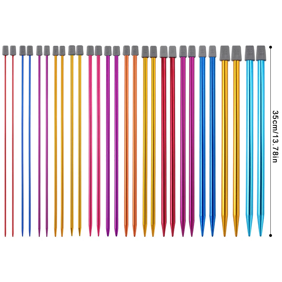 Knitting Needles, Colored Aluminum Single-Pointed Set for Sweaters & Scarves