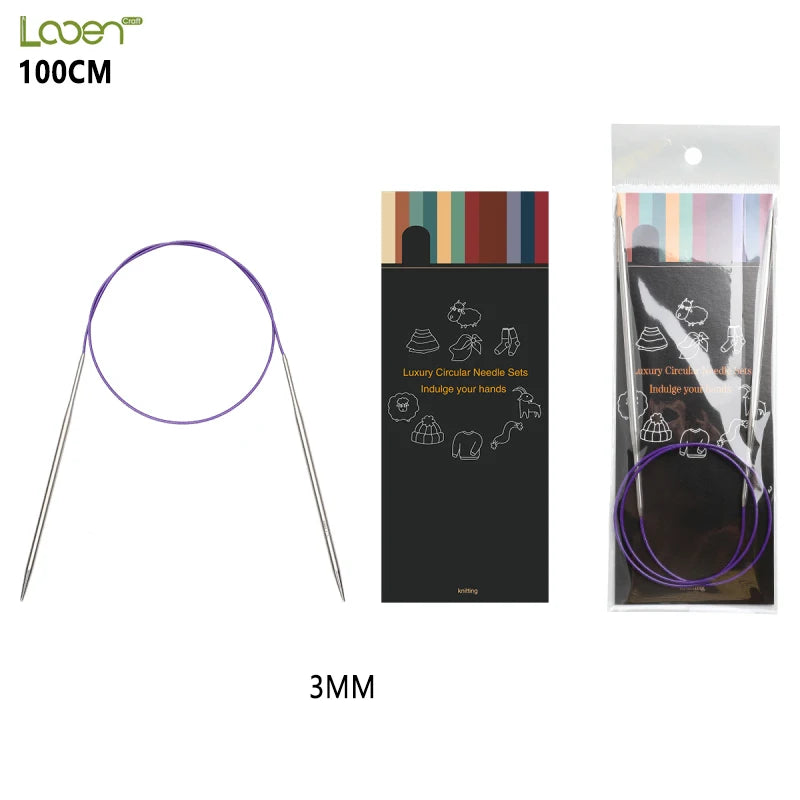 Knitting Needles, LOOEN Stainless Steel Circular for Handmade Yarn Crafts