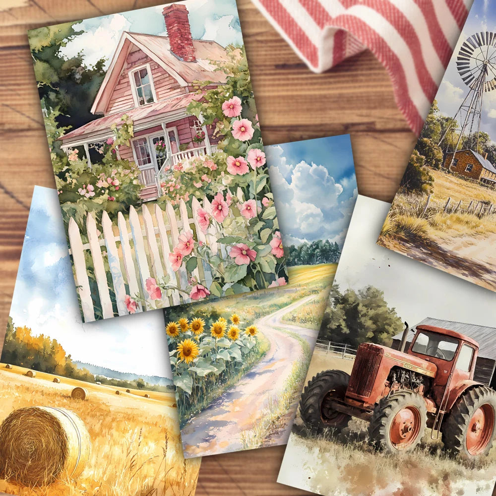 32pcs, Autumn Farm Postcards, Autumn Harvest Theme, Warm Country Style, Mailing Cards, Holiday Cards, Collectibles