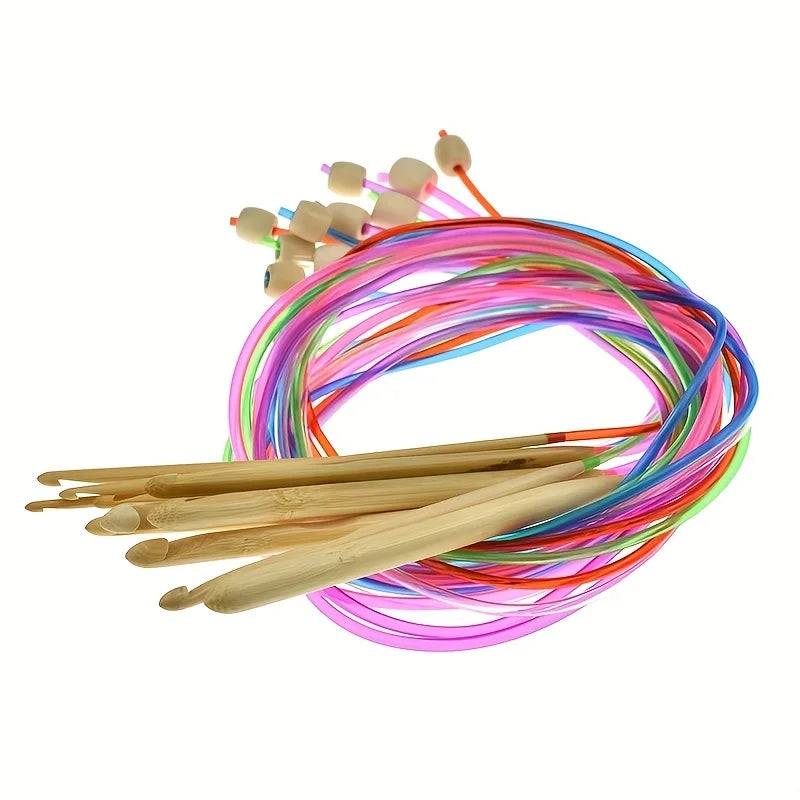 Crochet Hooks, Tunisian Set with Connecting Cable for Handmade Yarn Crafts