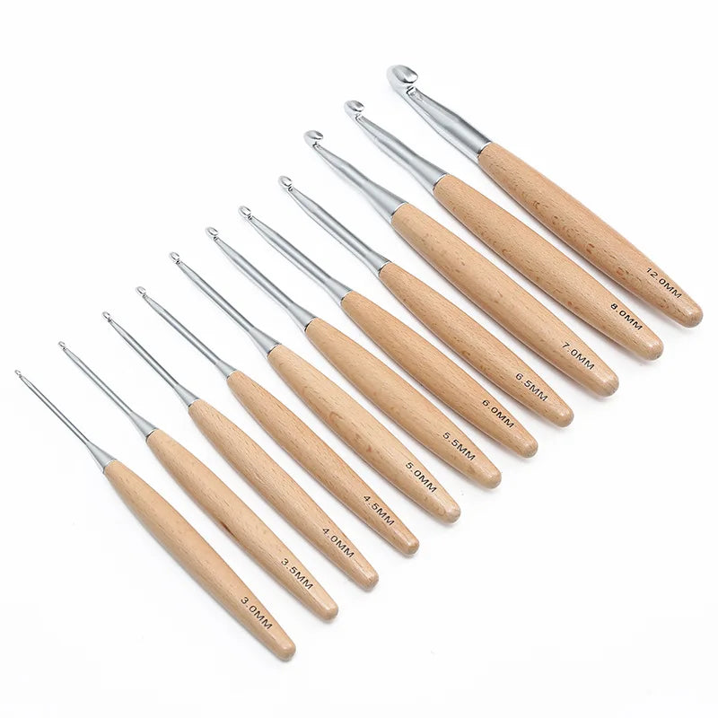 Crochet Hook, Wooden Handle for Handmade Sweaters & Needlecraft Projects