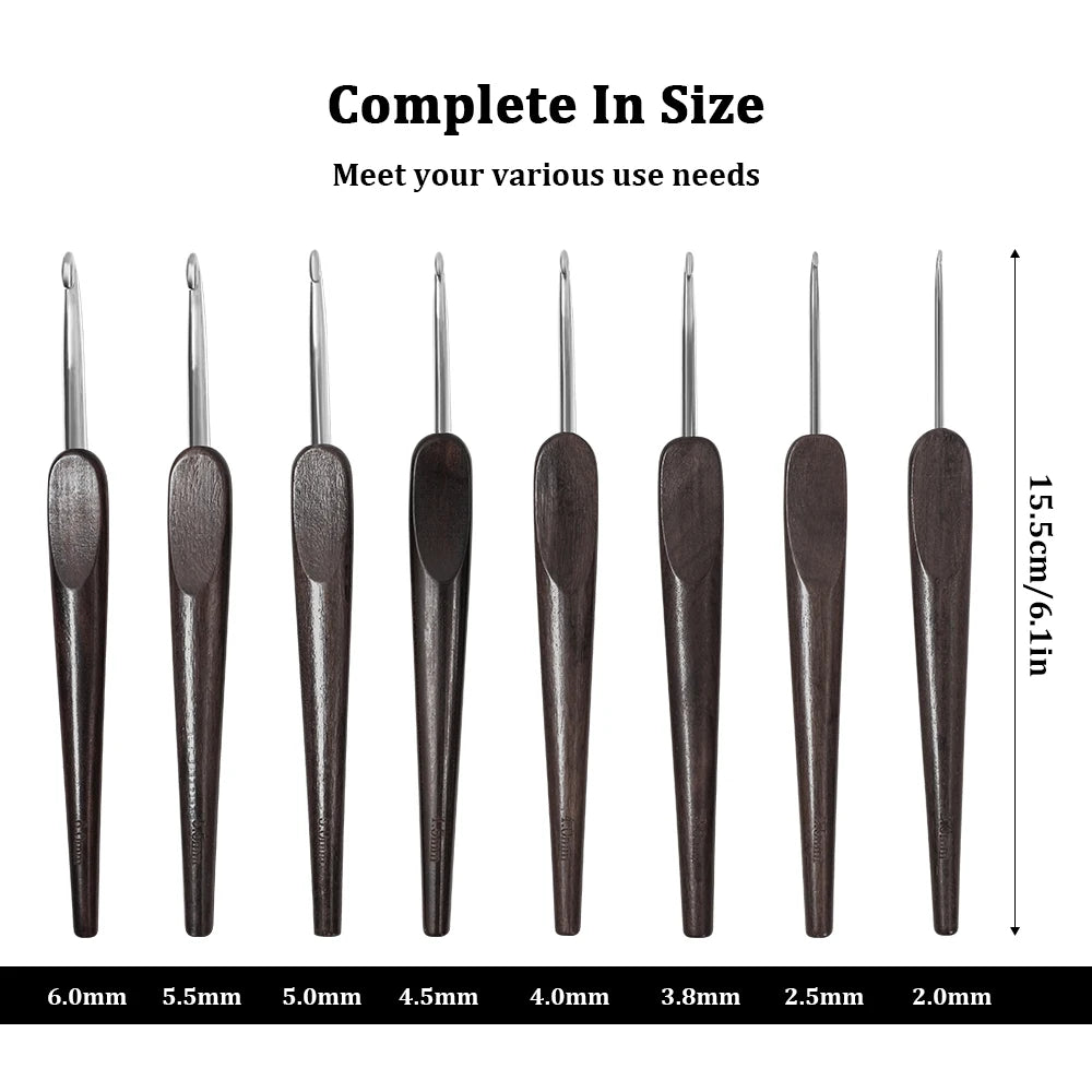 Crochet Hook, Wooden Handle & Aluminum Tip for Handmade Sweaters & Crafts