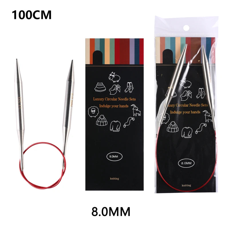 Knitting Needles, LOOEN Stainless Steel Circular for Handmade Yarn Crafts