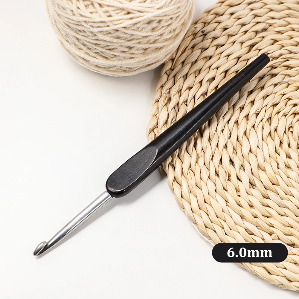 Crochet Hook, Wooden Handle & Aluminum Tip for Handmade Sweaters & Crafts