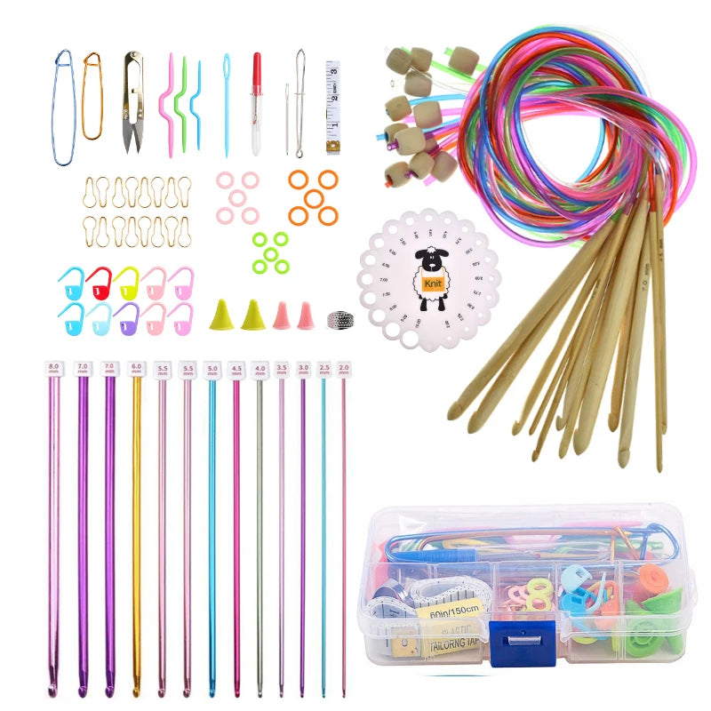 Crochet Hooks, Tunisian Set with Connecting Cable for Handmade Yarn Crafts