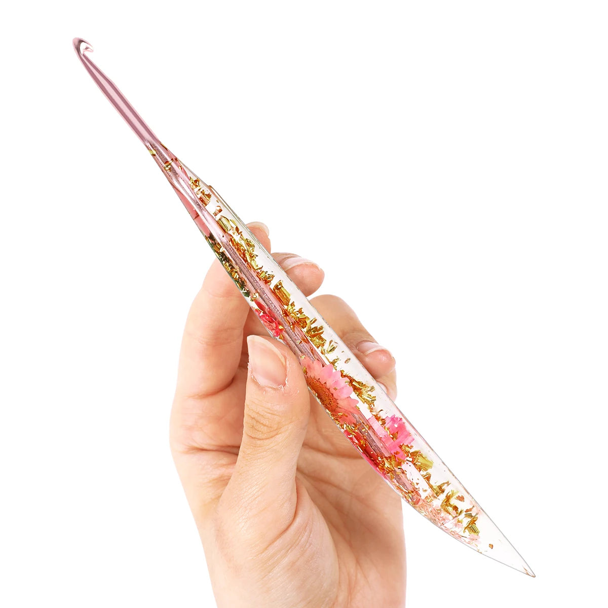 Crochet Hooks, Floral Resin Handles for Handmade Needlecraft Projects