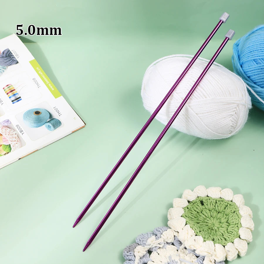 Knitting Needles, Colored Aluminum Single-Pointed Set for Sweaters & Scarves