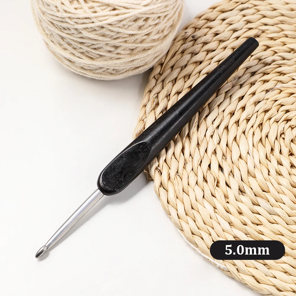 Crochet Hook, Wooden Handle & Aluminum Tip for Handmade Sweaters & Crafts