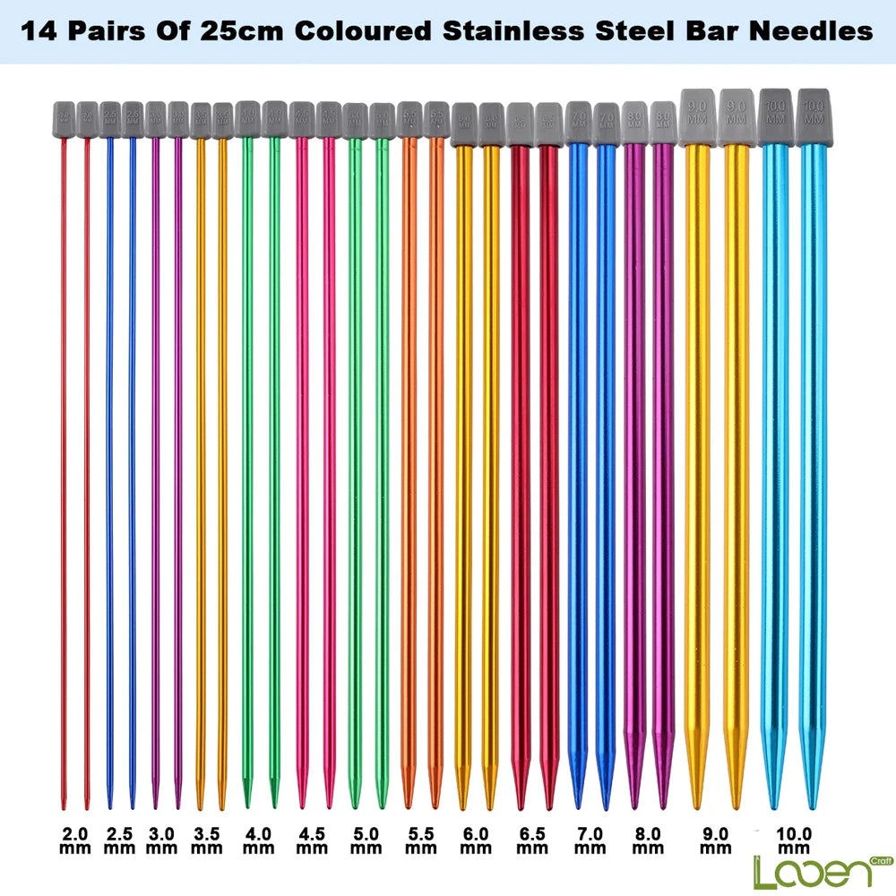 Knitting Needles, Colored Aluminum Single-Pointed Set for Sweaters & Scarves