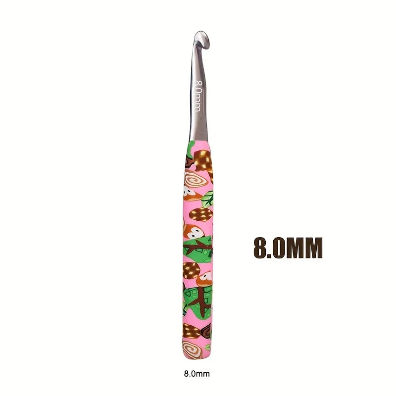 Crochet Hook, Animal Pattern Polymer Clay Handle for Handmade Yarn Crafts