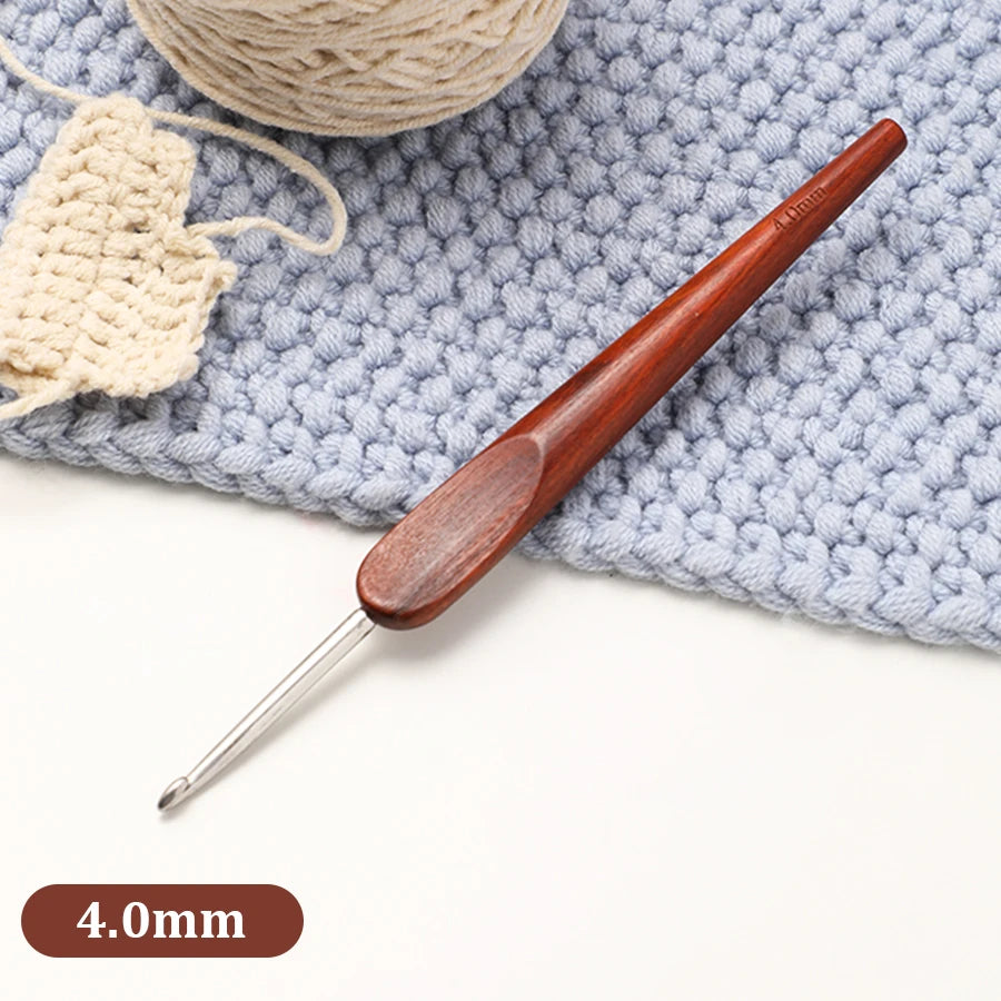Crochet Hook, Polished Wooden Handle for Handmade Yarn & Needlework Crafts