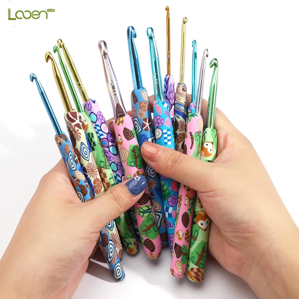 Crochet Hook, Animal Pattern Polymer Clay Handle for Handmade Yarn Crafts