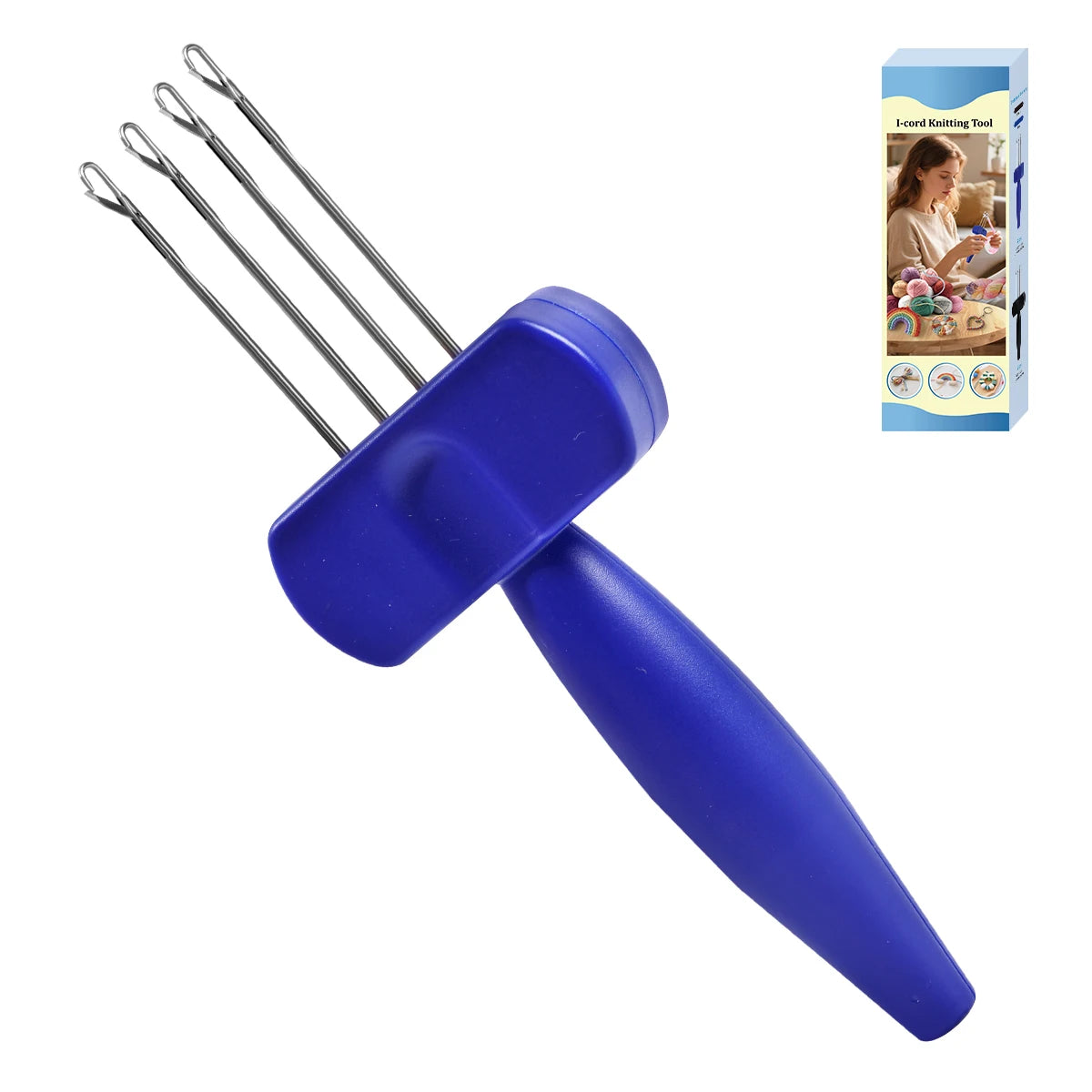 I-Cord Knitting Tool, Blue Lock Hooks for Handmade Cords & Yarn Crafts