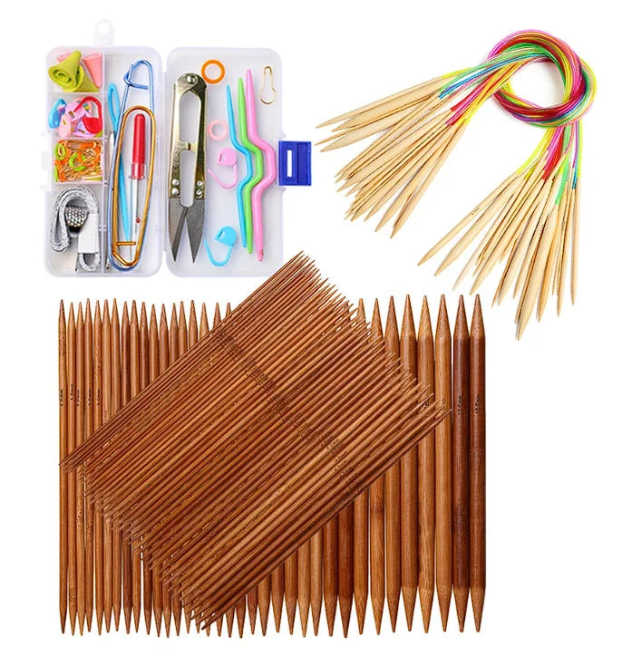 Knitting Needles, Bamboo Double-Pointed Set for Handmade Yarn Projects