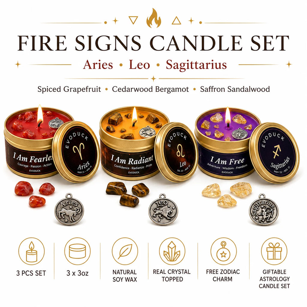 Scented Candles EVODUCK Zodiac Crystal Tins Astrology Birthday Home Fragrance