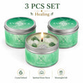 Crystal Candle Set of 3, Lavender Eucalyptus Scented Candles in Tin with Stones, Intention Manifestation Candle, Gift for Women