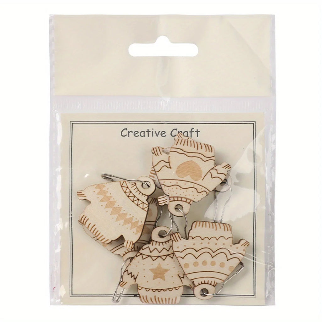 Stitch Counters, Wooden Needle Clips for Knitting & Needlecraft Projects