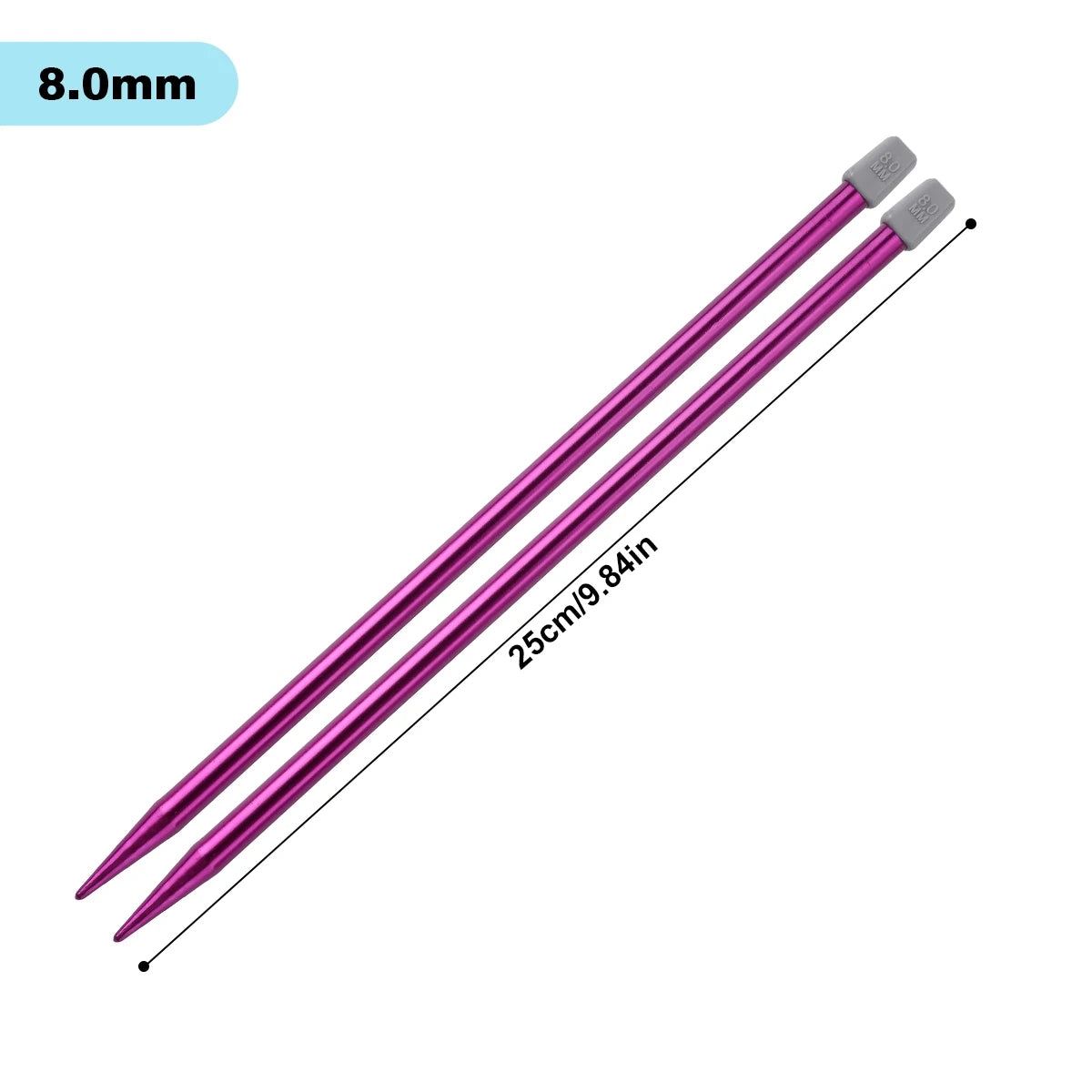 Knitting Needles, Colored Aluminum Single-Pointed Set for Sweaters & Scarves