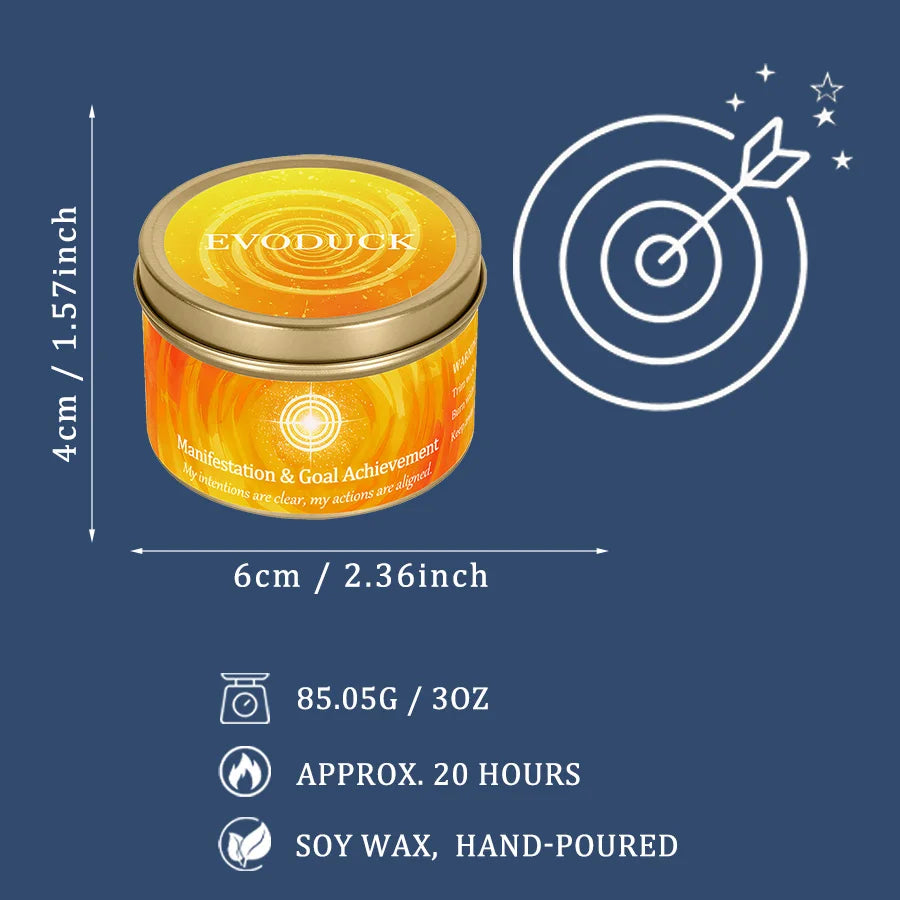 Cinnamon Sandalwood Crystal Scented Candle Manifestation Goal Achievement Aromatherapy Candle Meditation Room Decor Gift 3oz Tin