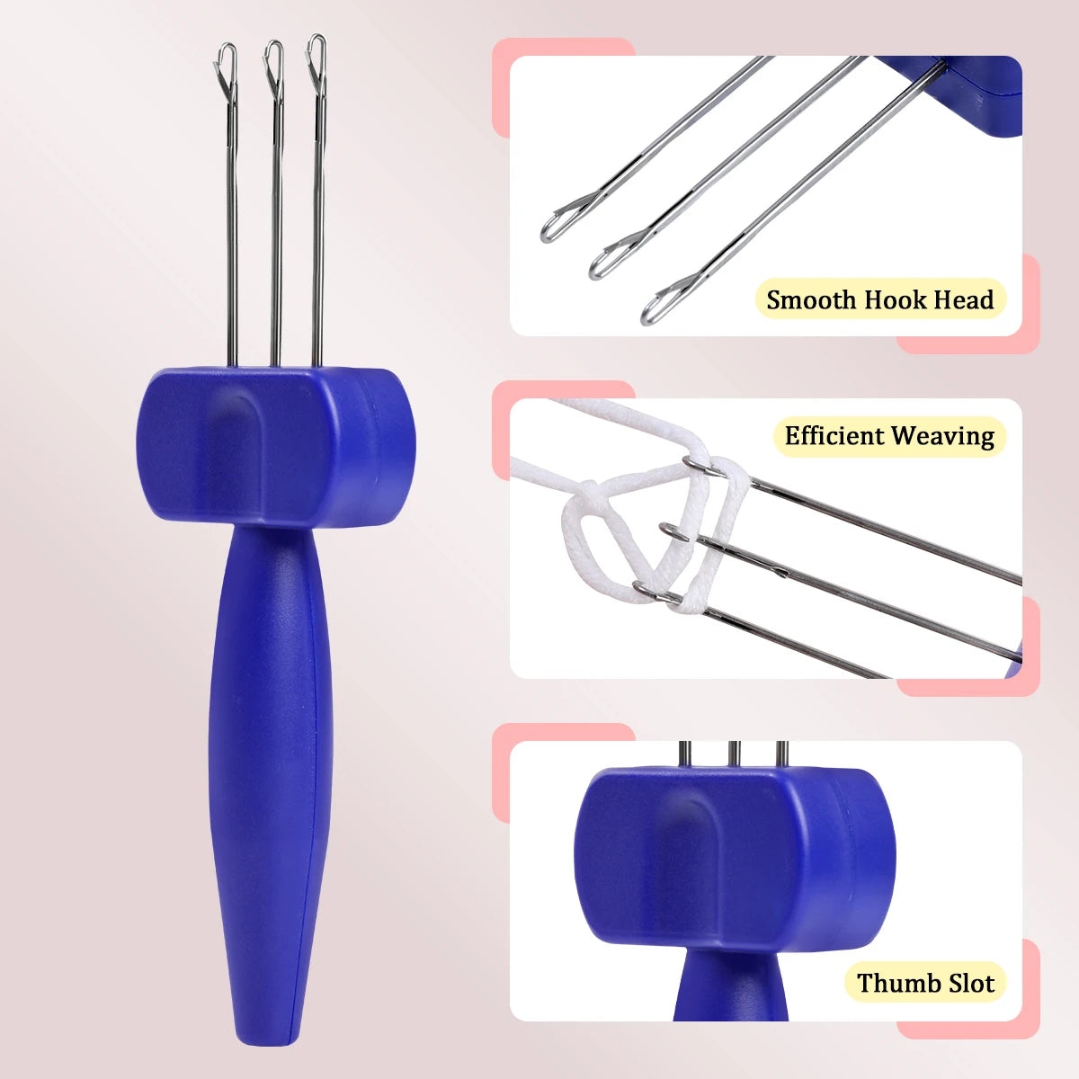 I-Cord Knitting Tool, Blue Lock Hooks for Handmade Cords & Yarn Crafts