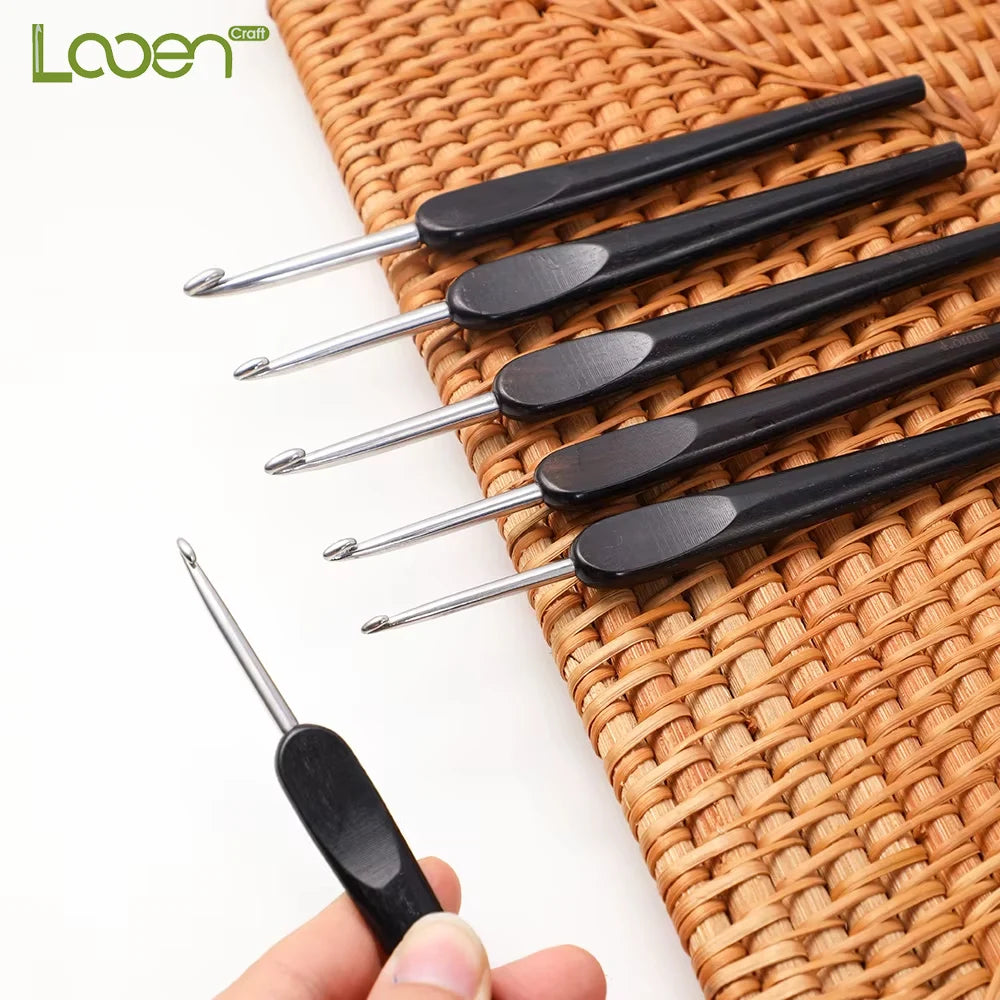 Crochet Hook, Wooden Handle & Aluminum Tip for Handmade Sweaters & Crafts