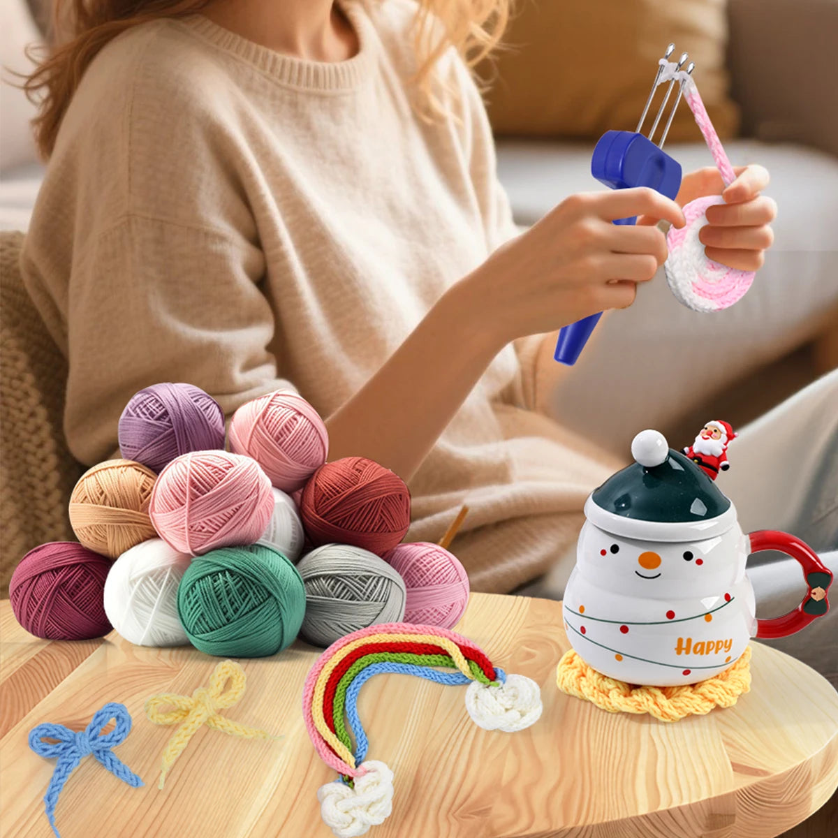 I-Cord Knitting Tool, Blue Lock Hooks for Handmade Cords & Yarn Crafts