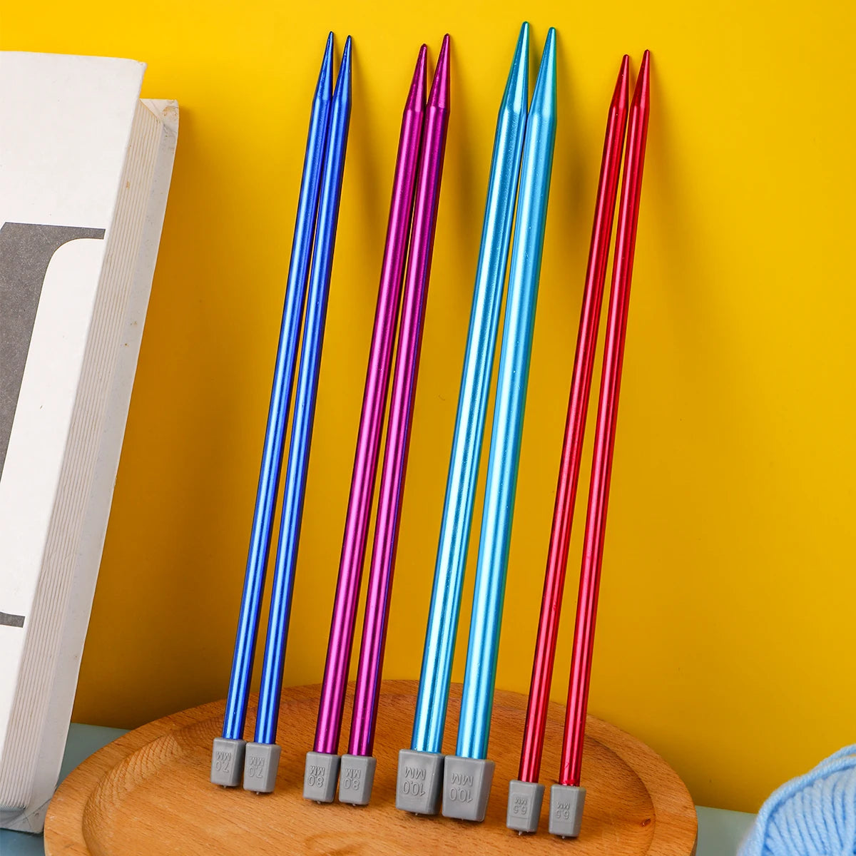 Knitting Needles, Colored Aluminum Single-Pointed Set for Sweaters & Scarves