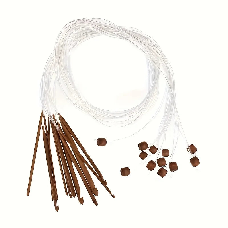 Crochet Hooks, Tunisian Set with Connecting Cable for Handmade Yarn Crafts
