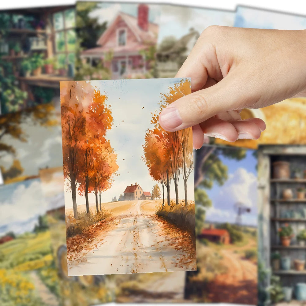 32pcs, Autumn Farm Postcards, Autumn Harvest Theme, Warm Country Style, Mailing Cards, Holiday Cards, Collectibles