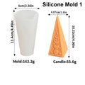 Silicone Mold 1 diagram with triangular moon-and-star example candle and separate mold and casting measurements