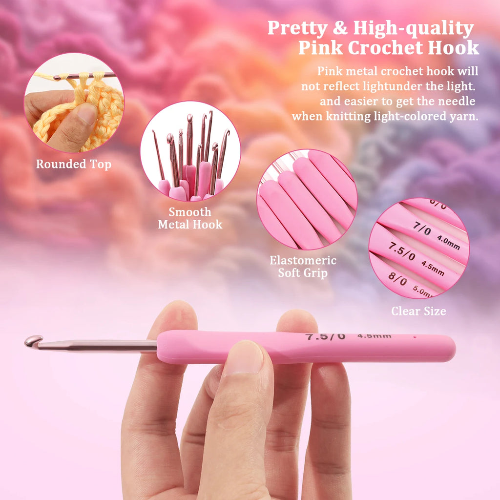 Crochet Hooks, Peach Pink Soft Handles for Handmade Sweaters & Scarves