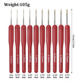 Crochet Hooks, Fine Lace Set with Red Handles & Gold-Colored Tips