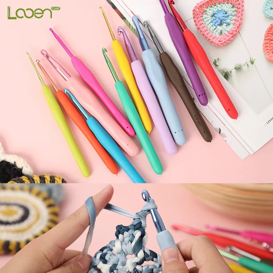 Crochet Hooks, Aluminum Set with Soft TPR Handles for Handmade Scarves
