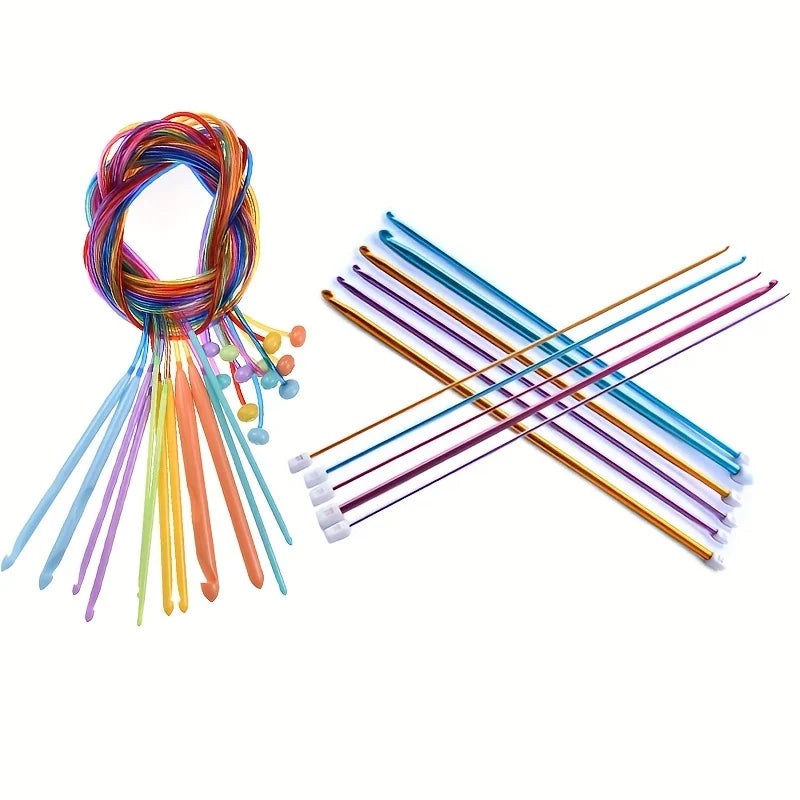 Crochet Hooks, Tunisian Set with Connecting Cable for Handmade Yarn Crafts