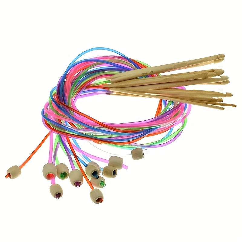Crochet Hooks, Tunisian Set with Connecting Cable for Handmade Yarn Crafts
