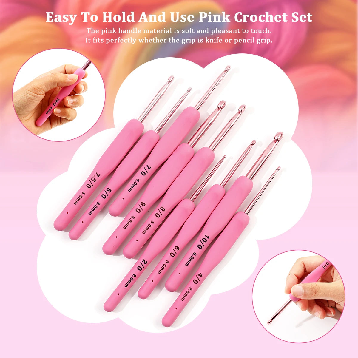 Crochet Hooks, Peach Pink Soft Handles for Handmade Sweaters & Scarves