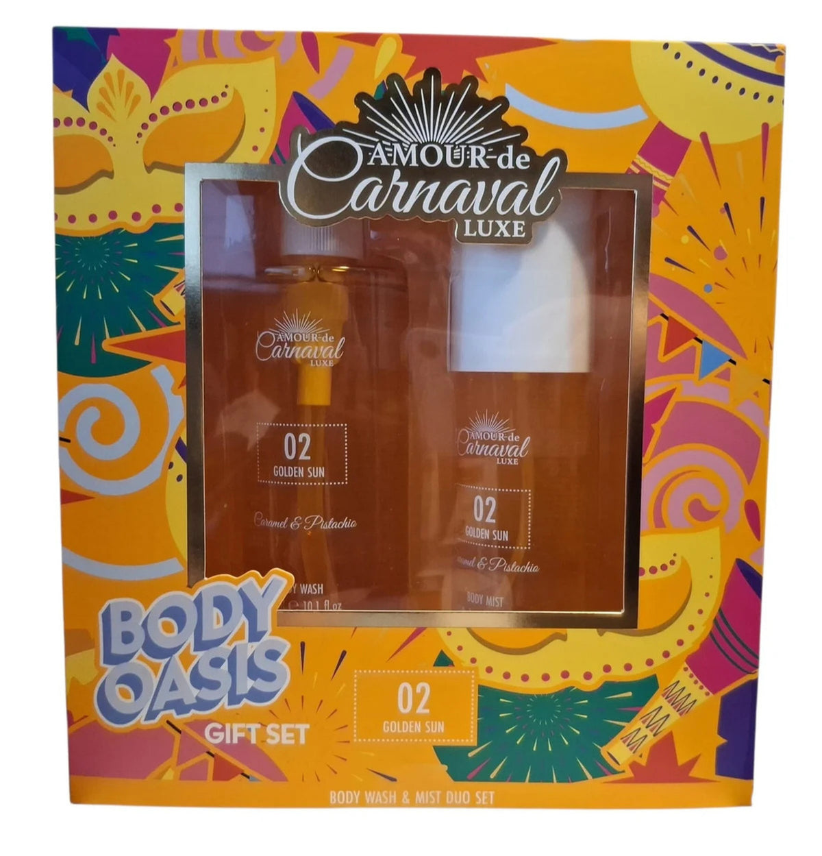 Amour De Carnaval 02 Golden Sun 2 Pcs Set For Women: 5.07 Body Mist + 10.1 Body Wash