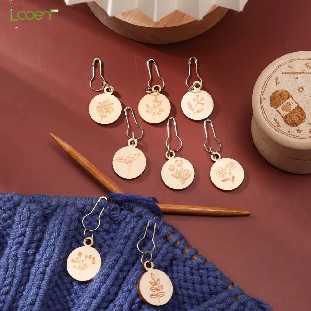 Stitch Counters, Wooden Needle Clips for Knitting & Needlecraft Projects