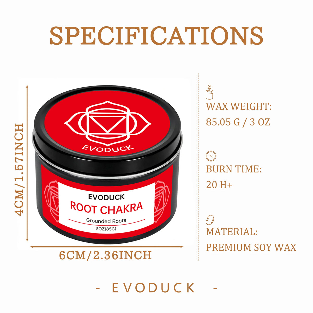 Scented Candles EVODUCK Seven Chakra Soy Wax Crystal Tins Home Fragrance