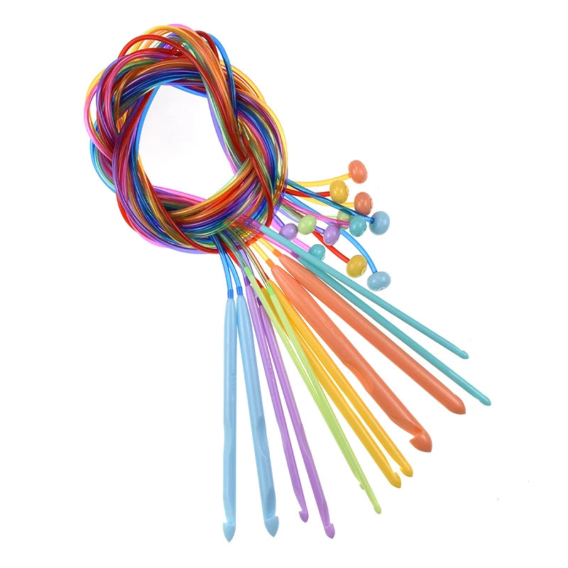 Crochet Hooks, Tunisian Set with Connecting Cable for Handmade Yarn Crafts