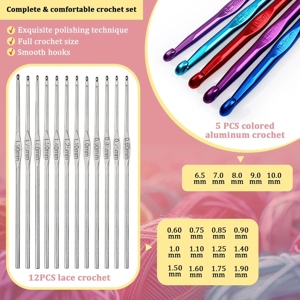 Crochet Tool Set, Lake Blue Storage Bag for Handmade Needlecraft Projects