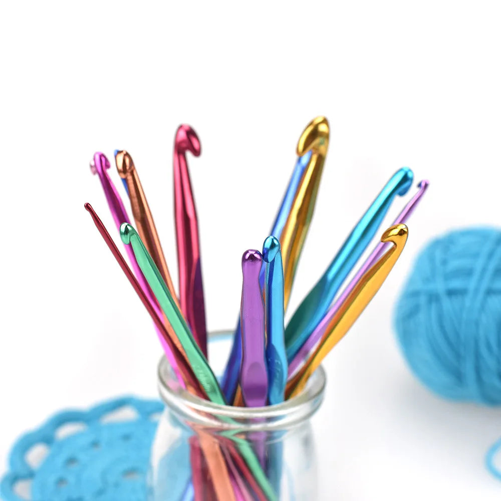 Crochet Hooks, Multicolor Aluminum Set for Handmade Yarn & Weaving Crafts
