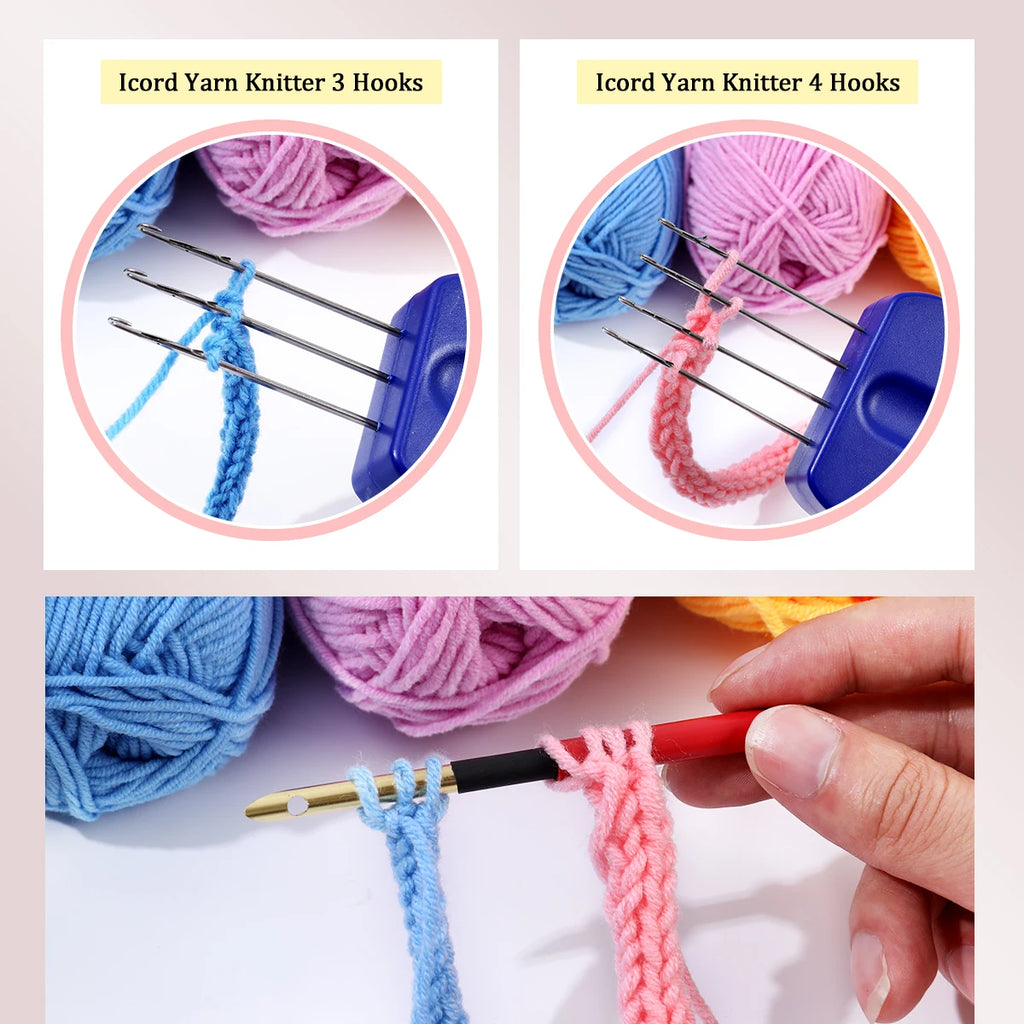 I-Cord Knitting Tool, Blue Lock Hooks for Handmade Cords & Yarn Crafts